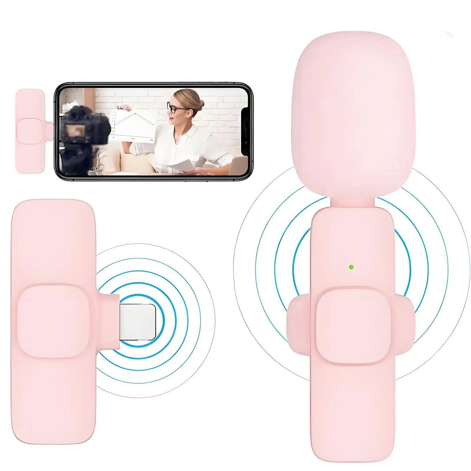 Wireless Lavalier Microphone Portable Audio Video Recording Mini Microphone for iPhone Android PC Camera Live Game Phone