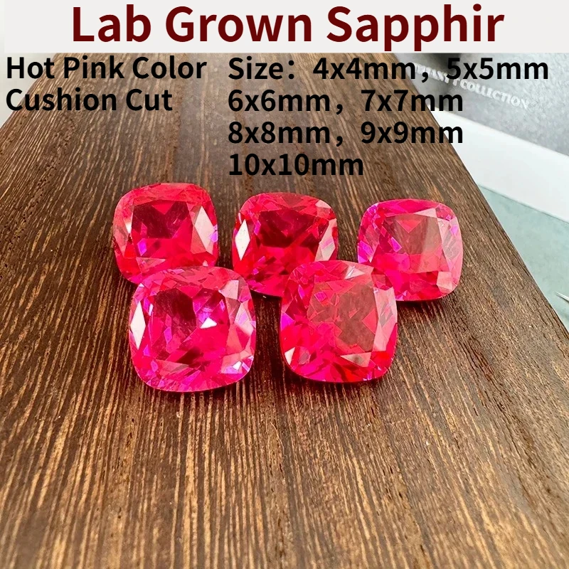 L-Lab Grown Sapphire Hot Pink Color Cushion Cut Vvs1 Charms Artificial Gemstone for Jewelry Diy Making With Cercificate
L-Lab Grown Sapphire Hot Pink Color Cushion Cut Vvs1 Charms Artificial Gemstone for Jewelry Diy Making With Cercificate