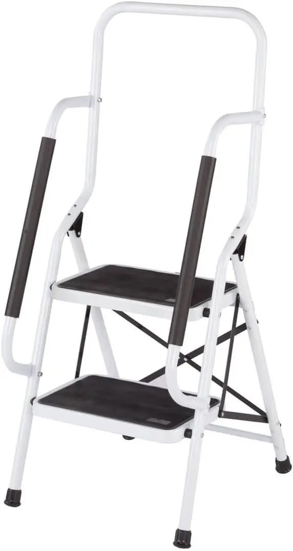2-Step Steel Stool with Handrails, Non-Slip Treads, Compact & Lightweight, 19.75" Standing Height
2-Step Steel Stool with Handrails, Non-Slip Treads, Compact & Lightweight, 19.75" Standing Height