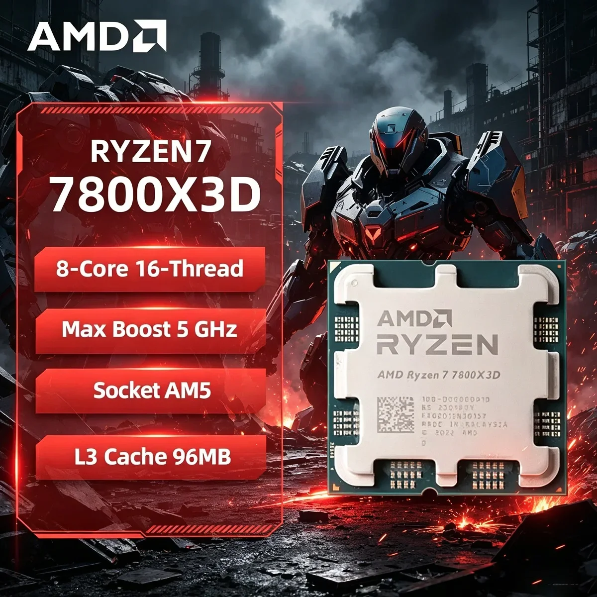 AMD Ryzen 7 7800X3D R7 7800X3D CPU 8-Core 16-Thread 5GHz Unlocked Desktop Processor Socket AM5 Gaming CPU Without Packag
AMD Ryzen 7 7800X3D R7 7800X3D CPU 8-Core 16-Thread 5GHz Unlocked Desktop Processor Socket AM5 Gaming CPU Without Packag