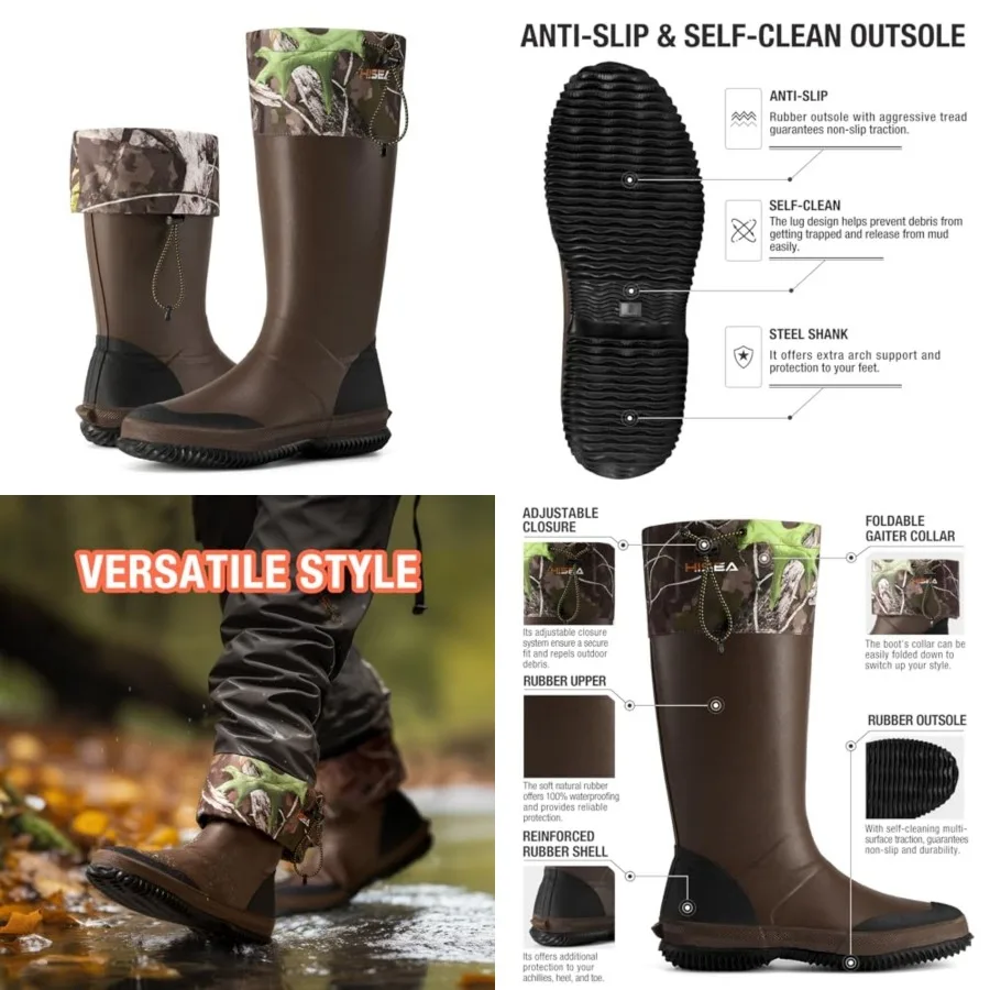 HISEA Men's Rubber Rain Boots, Waterproof Lightweight Mud Boots with Adjustable Gaiter Collar, Comfortable Tall Garden Shoes fo
HISEA Men's Rubber Rain Boots, Waterproof Lightweight Mud Boots with Adjustable Gaiter Collar, Comfortable Tall Garden Shoes fo