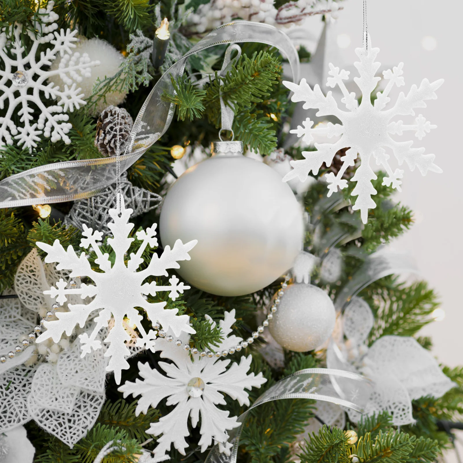 12Pcs White Snowflake Hanging Ornaments Plastic Christmas Decorations for Tree Winter Decor Snowflake Ornament Bulk
12Pcs White Snowflake Hanging Ornaments Plastic Christmas Decorations for Tree Winter Decor Snowflake Ornament Bulk