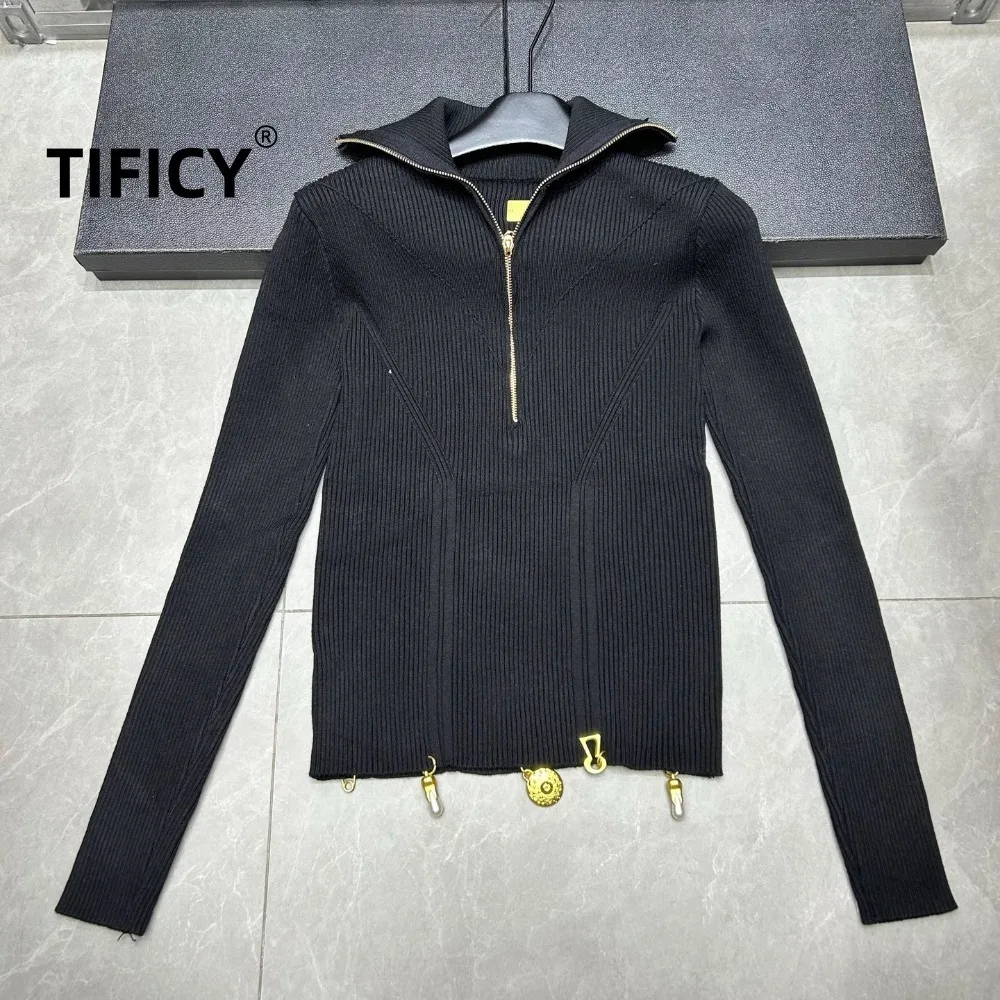 High Street High Neck Half Zipper Pit Stripe Knitted Sweater Tops Women Autumn and Winter New Slim Fit and Slimming Jumpers Top
High Street High Neck Half Zipper Pit Stripe Knitted Sweater Tops Women Autumn and Winter New Slim Fit and Slimming Jumpers Top