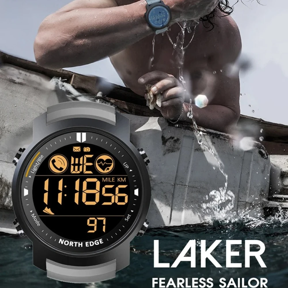North EDGE LAKER Men Digital Watch Military Waterproof 50M Running Exercise Pedometer Stopwatch Heart Rate Wristband Android IOS
North EDGE LAKER Men Digital Watch Military Waterproof 50M Running Exercise Pedometer Stopwatch Heart Rate Wristband Android IOS