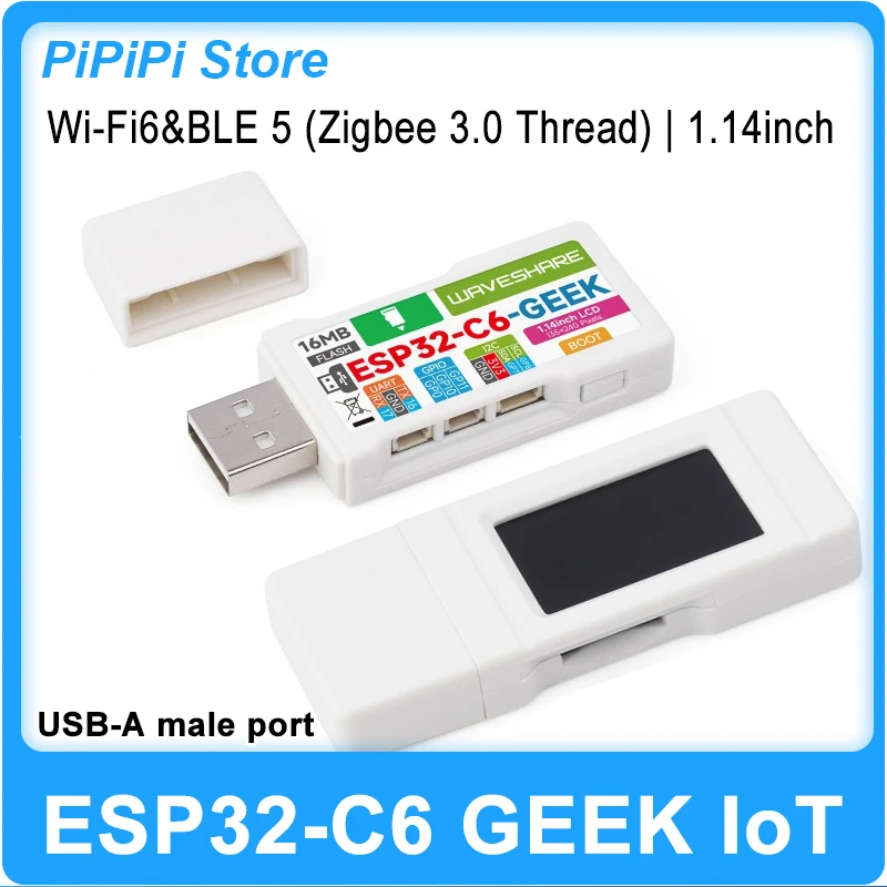 ESP32-C6 GEEK Development Board 1.14Inch LCD Screen WiFi6 BLE5 IoT DIY Creative Electronic Programming Board With USB-A TF Card
ESP32-C6 GEEK Development Board 1.14Inch LCD Screen WiFi6 BLE5 IoT DIY Creative Electronic Programming Board With USB-A TF Card