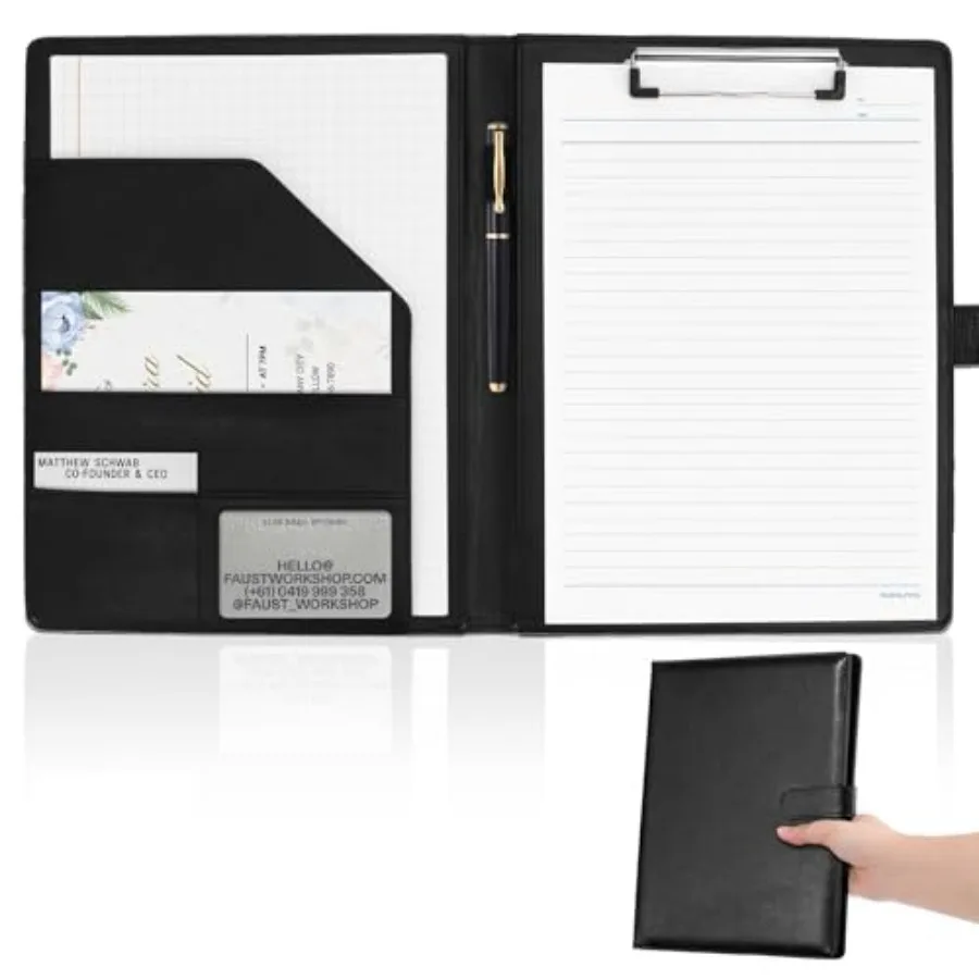 Professiol Padfolio with Clipboard Faux Leather Portfolio Folder Binder Legal Pad Holder for A4 Letter Size Notepad Resume Writ
Professiol Padfolio with Clipboard Faux Leather Portfolio Folder Binder Legal Pad Holder for A4 Letter Size Notepad Resume Writ