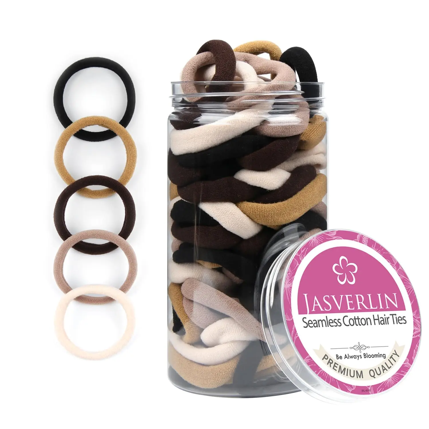 100 Pcs Seamless Cotton Hair Ties, Thick Hair Elastic Bands, Soft No Damage Ponytail Holders for Women, 1.5 inch, 5 Colors
100 Pcs Seamless Cotton Hair Ties, Thick Hair Elastic Bands, Soft No Damage Ponytail Holders for Women, 1.5 inch, 5 Colors