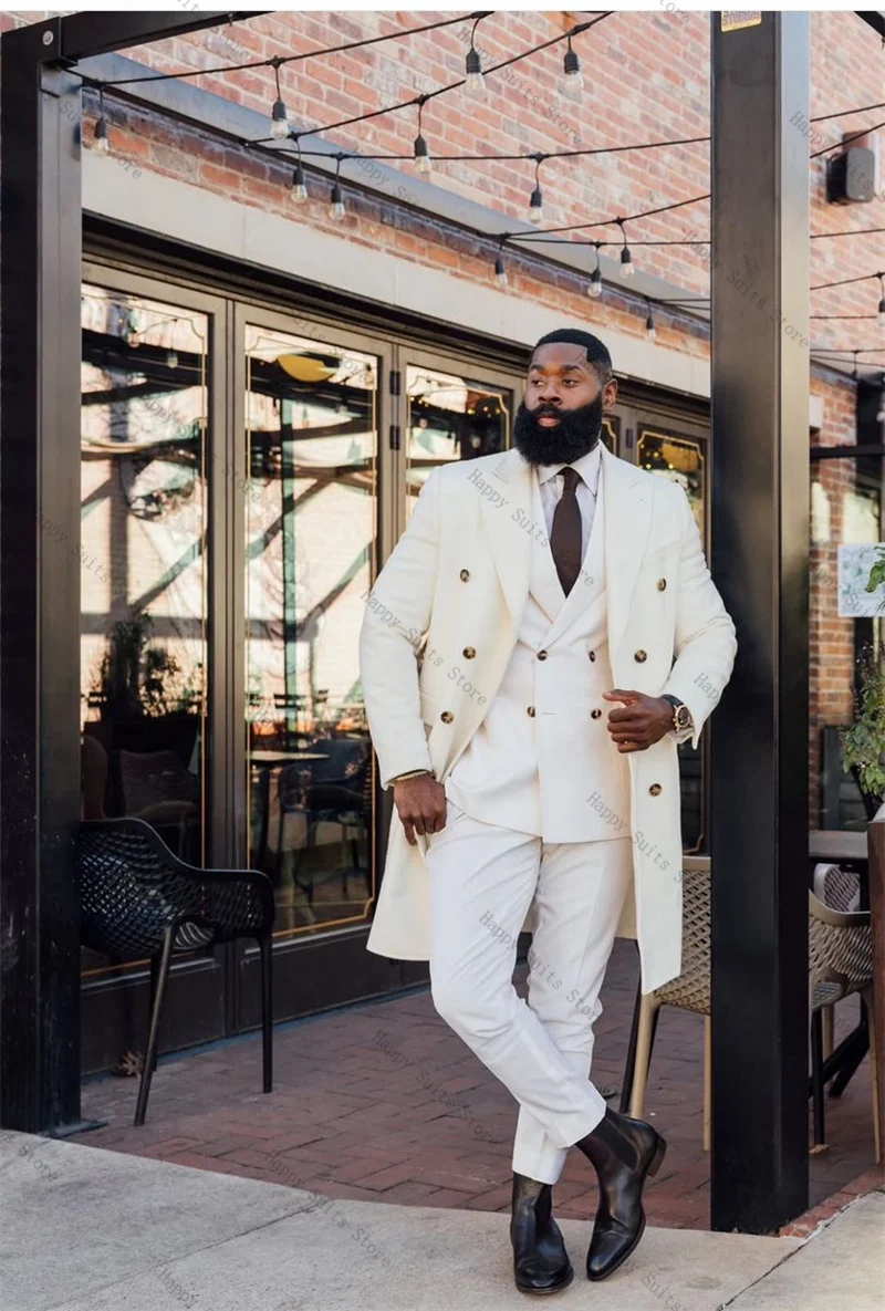 White Men Suit Set 3 Piece Wool Overcoat+Cotton Blazer+Cotton Pants Wedding Tuxedo Formal Office Business Customized Jacket 
White Men Suit Set 3 Piece Wool Overcoat+Cotton Blazer+Cotton Pants Wedding Tuxedo Formal Office Business Customized Jacket