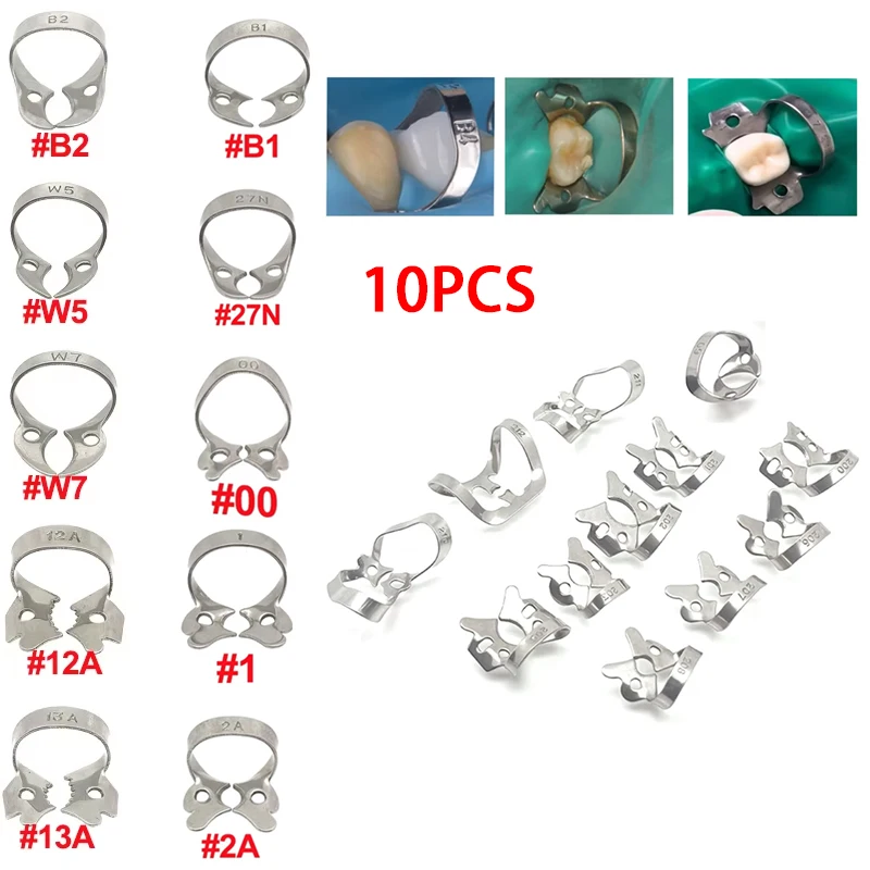 10PCS Dental Rubber Dam Clamps Stainless Steel Endodontic Clips for Root Canal Treatment Orthodontic Dental Tools 50 Size
10PCS Dental Rubber Dam Clamps Stainless Steel Endodontic Clips for Root Canal Treatment Orthodontic Dental Tools 50 Size