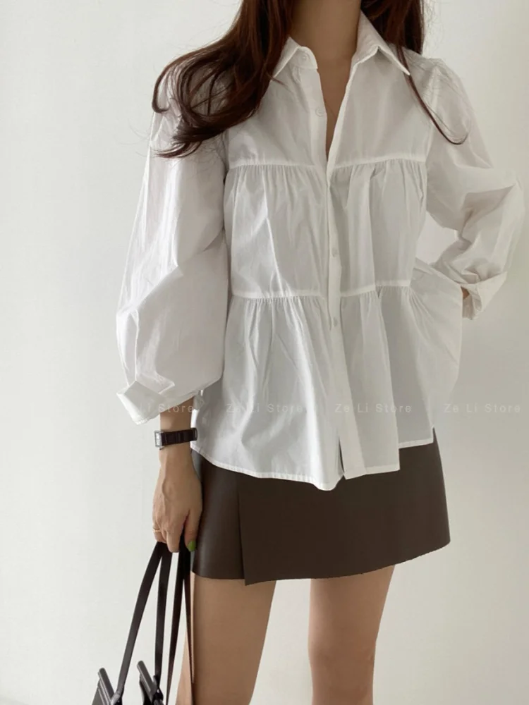 Chic Loose Pleated Bubble Sleeve Shirt Women's Top Fashionable Splicing Design Elegant Style Polyester Blend Fabric Cotton Blend
Chic Loose Pleated Bubble Sleeve Shirt Women's Top Fashionable Splicing Design Elegant Style Polyester Blend Fabric Cotton Blend