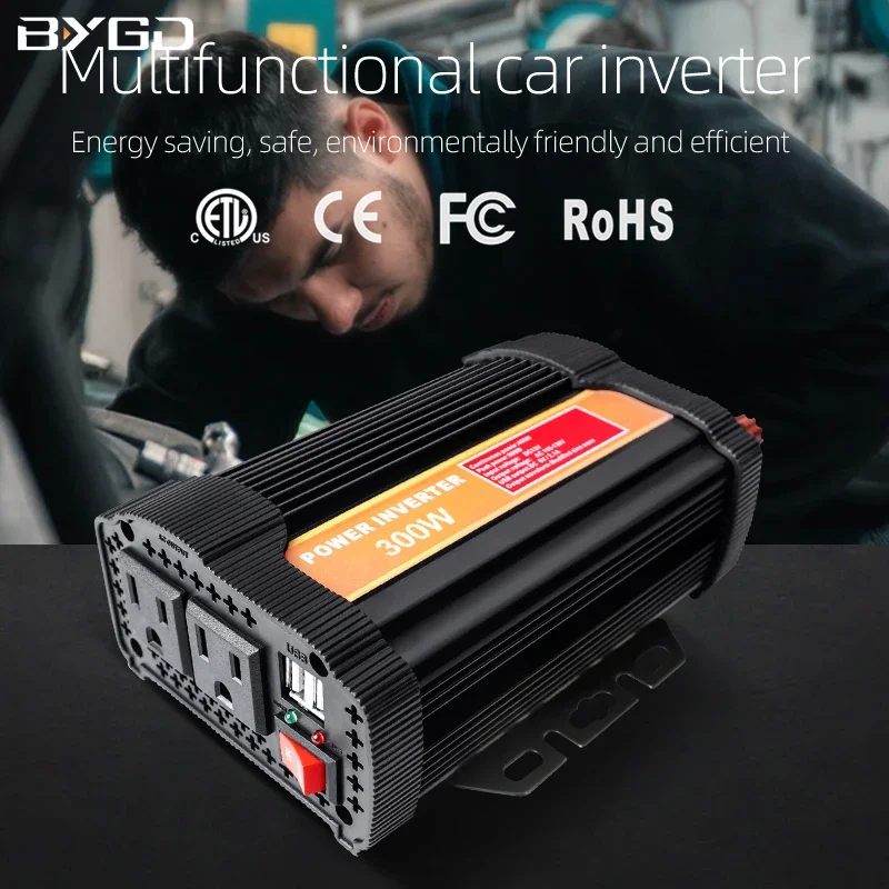 BYGD 300W DC 12V to AC 110V 220V Car Power Inverter 600W Peak Dual Outlets Socket USB Ports Charger Auto Power Converter Adapter
BYGD 300W DC 12V to AC 110V 220V Car Power Inverter 600W Peak Dual Outlets Socket USB Ports Charger Auto Power Converter Adapter