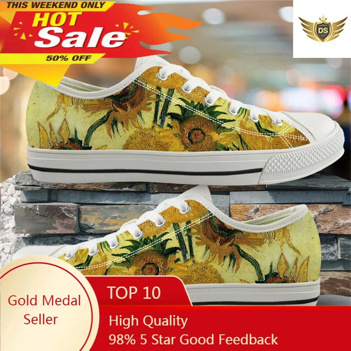 Van Gogh Oil Painting Sunflower Canvas Shoes Women's Lightweight Breathable Flat Shoes Outdoor Fitness Lace-Up Sneakers Zapatos
Van Gogh Oil Painting Sunflower Canvas Shoes Women's Lightweight Breathable Flat Shoes Outdoor Fitness Lace-Up Sneakers Zapatos