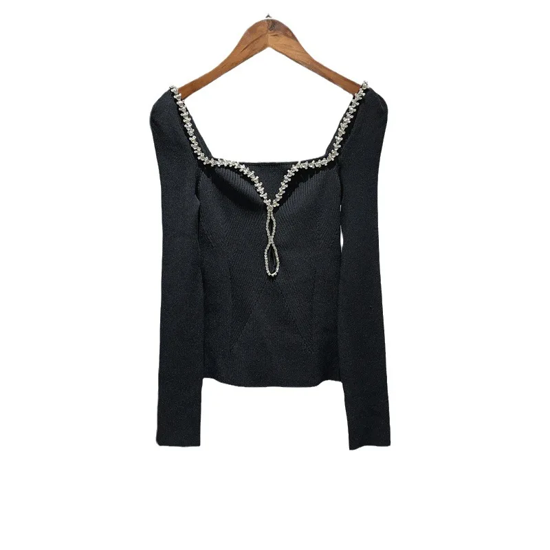 High Quality Sweaters 2023 Autumn Winter Pullovers Ladies Sexy Square Collar Crystal Beading Deco Long Sleeve Casual Jumpers
High Quality Sweaters 2023 Autumn Winter Pullovers Ladies Sexy Square Collar Crystal Beading Deco Long Sleeve Casual Jumpers