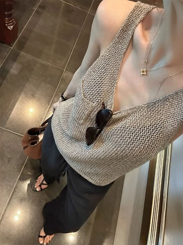 Ladies' Ice Silk Linen Hollow Knitted Vest Short Sleeveless Top Korean Style Commute Fashion Summer Clothes Girls' Outwear
Ladies' Ice Silk Linen Hollow Knitted Vest Short Sleeveless Top Korean Style Commute Fashion Summer Clothes Girls' Outwear