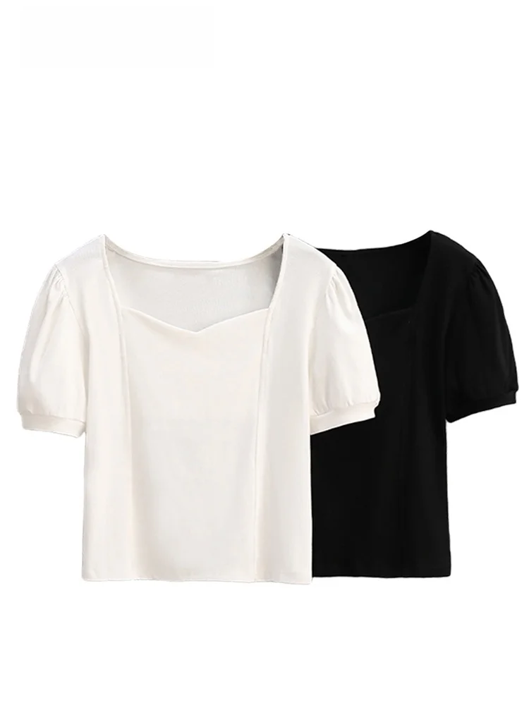 Cara plus Size Short Sleeve T-Shirt Women's Loose Fit Square Collar Bubble Sleeve Top Summer New Style plus Size Fashionable
Cara plus Size Short Sleeve T-Shirt Women's Loose Fit Square Collar Bubble Sleeve Top Summer New Style plus Size Fashionable