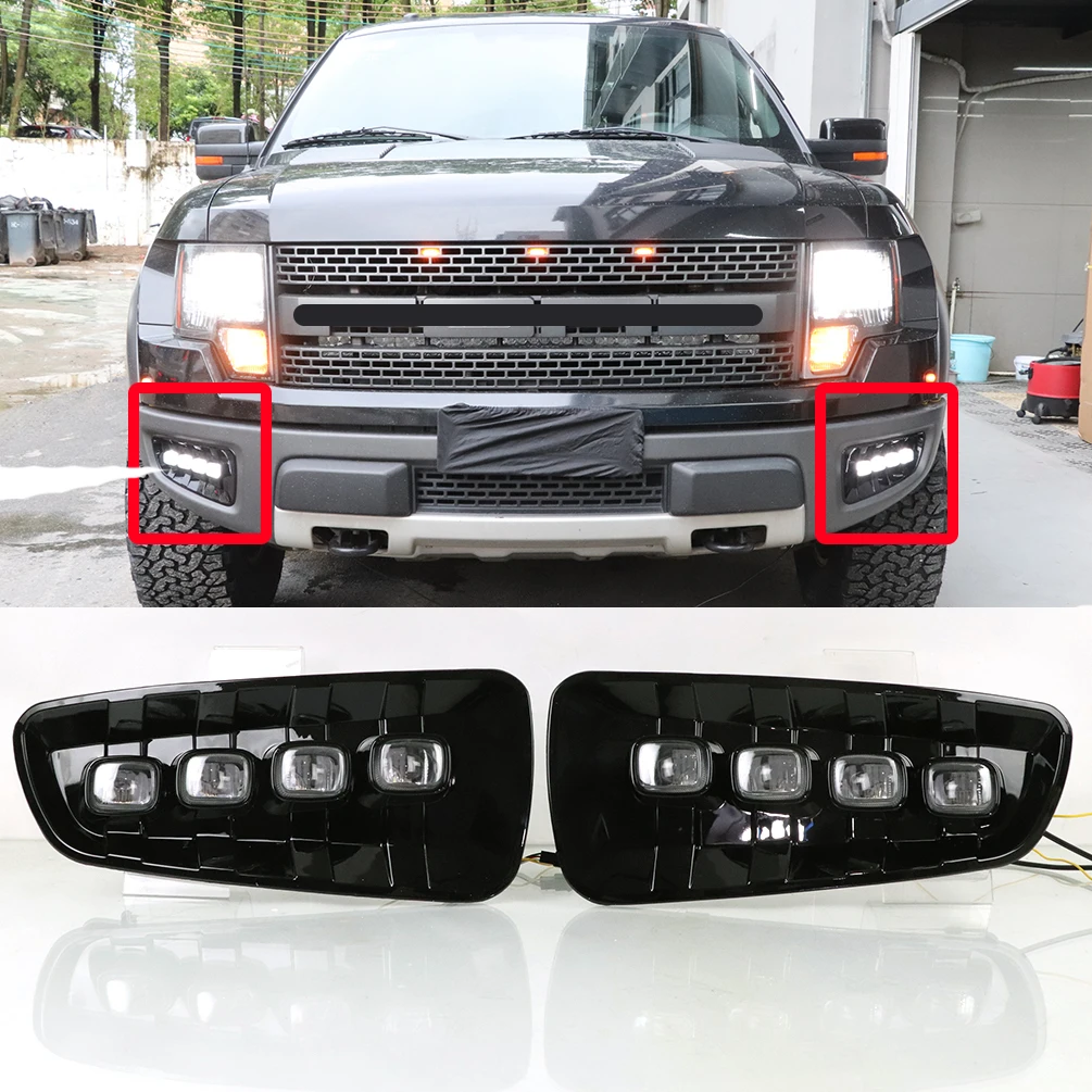 DRL LED Daytime Running Lights Fog Lamp For Ford Raptor SVT F150 2009 2010 2011 2012 2013 2014 with Turn Signal Yellow Light
DRL LED Daytime Running Lights Fog Lamp For Ford Raptor SVT F150 2009 2010 2011 2012 2013 2014 with Turn Signal Yellow Light