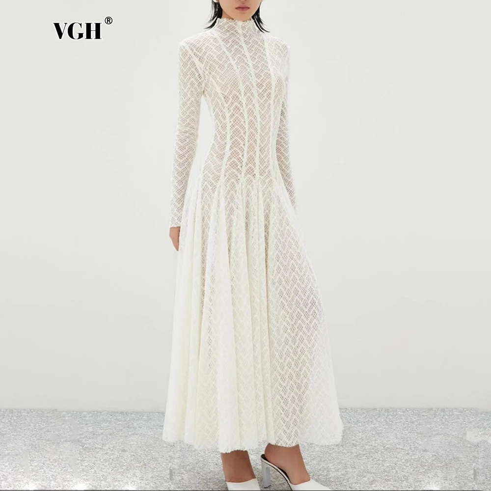 VGH Elegant Solid Slimming Long Dresses for Women Round Neck Long Sleeve Temperament Folds Chic Fashion Dress Female Style New
VGH Elegant Solid Slimming Long Dresses for Women Round Neck Long Sleeve Temperament Folds Chic Fashion Dress Female Style New