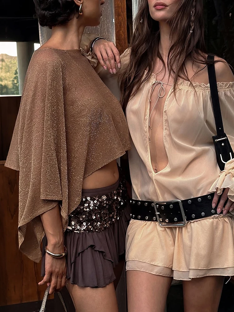 Sisterliinda Irregular Wild Trend 2 Piece Set Women Hottie Bright Silk Shawl Top+Sequin Patchwork Skirts Sexy Party Streetwear
Sisterliinda Irregular Wild Trend 2 Piece Set Women Hottie Bright Silk Shawl Top+Sequin Patchwork Skirts Sexy Party Streetwear