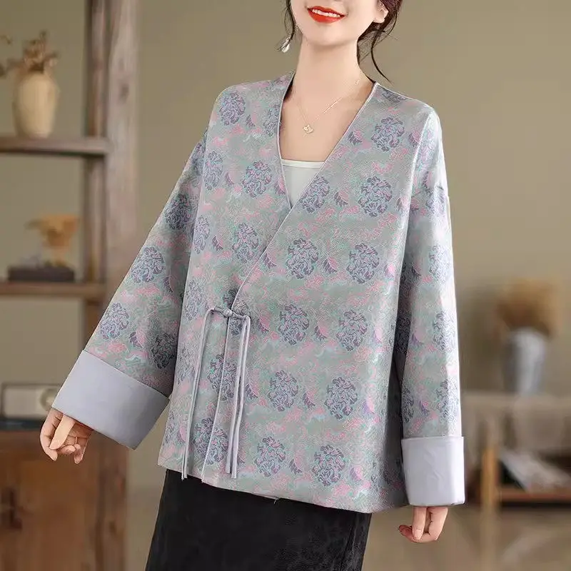 V-Neck Printed Women Jacket 2024 Spring And Autumn New Chinese Style Casual Shirt Long Sleeved Coat Top K001
V-Neck Printed Women Jacket 2024 Spring And Autumn New Chinese Style Casual Shirt Long Sleeved Coat Top K001