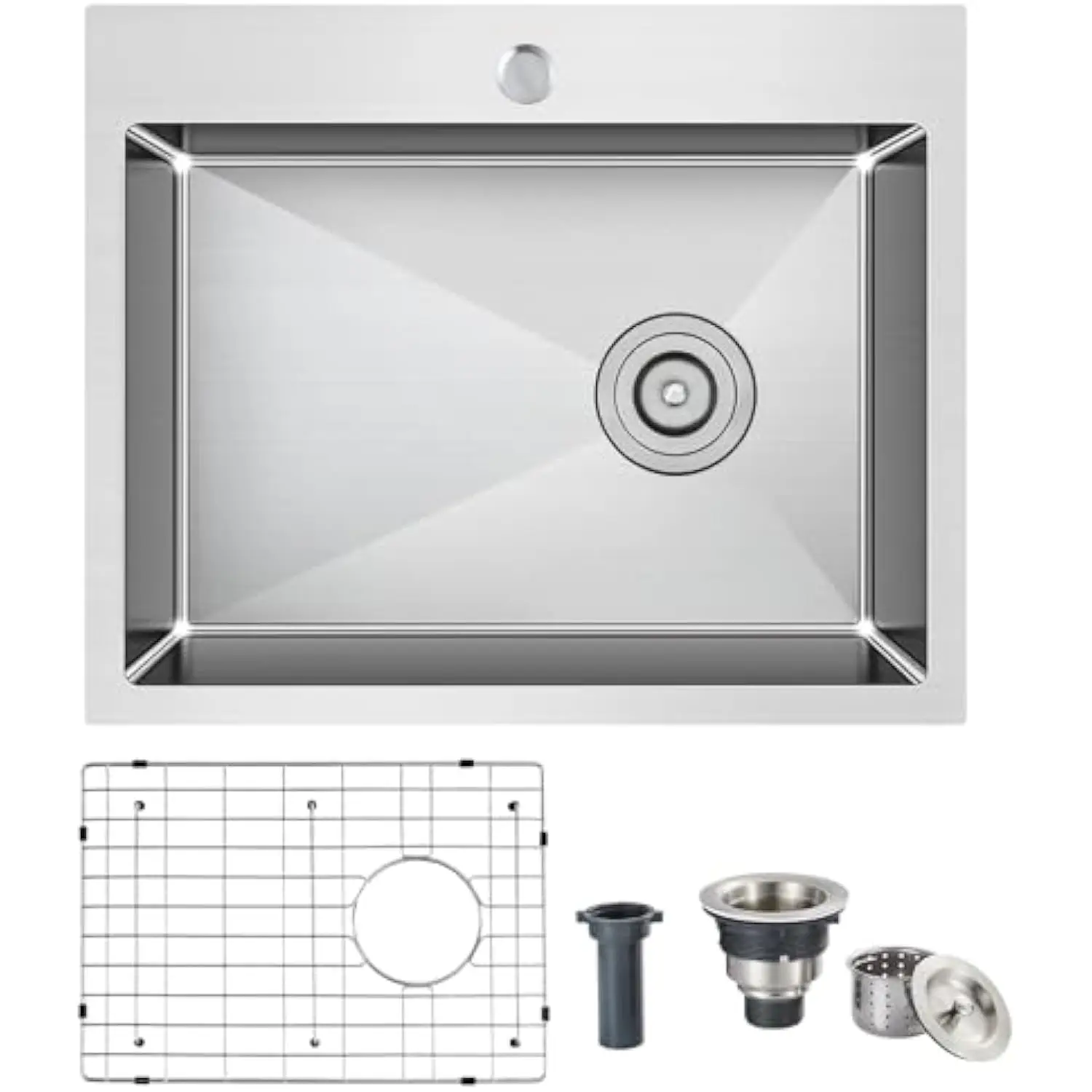 24 X 18 Drop in Kitchen Sink, 9 Deep Stainless Steel Sinks, Topmount Kitchen Sink with Strainer & Bottom Grid, Brushed
24 X 18 Drop in Kitchen Sink, 9 Deep Stainless Steel Sinks, Topmount Kitchen Sink with Strainer & Bottom Grid, Brushed