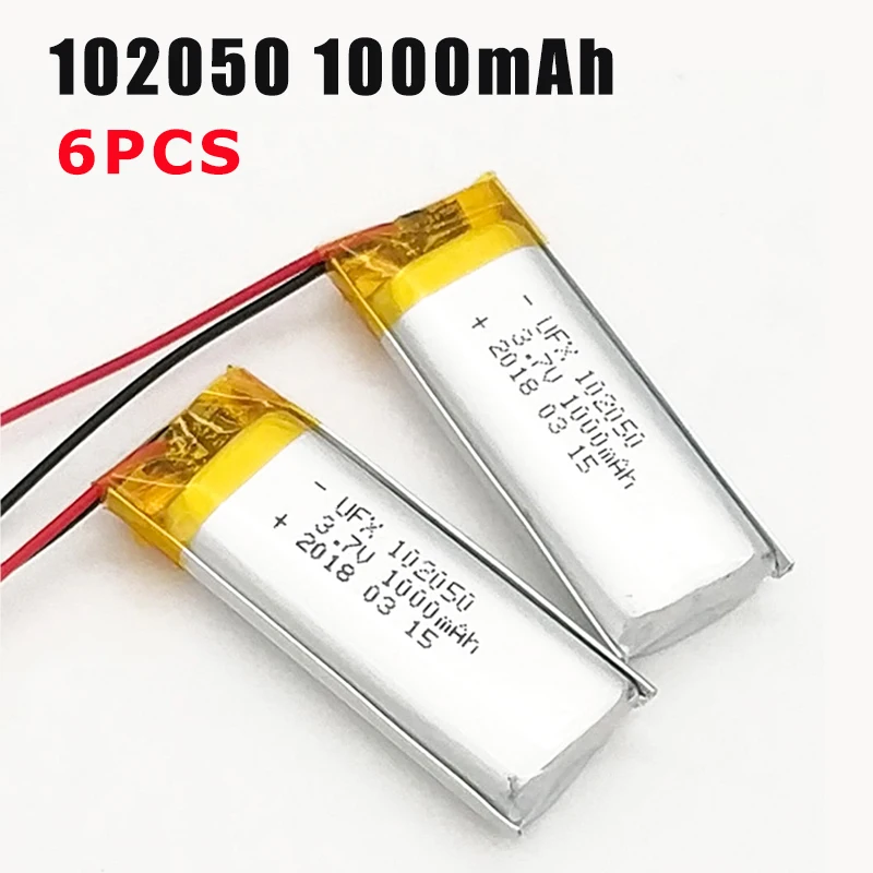 6PCS 102050 3.7V 1000mAh Rechargeable Lithium Ion Polymer Battery Lipo for Beauty Instrument GPS LED Light with PCB Power Bank
6PCS 102050 3.7V 1000mAh Rechargeable Lithium Ion Polymer Battery Lipo for Beauty Instrument GPS LED Light with PCB Power Bank