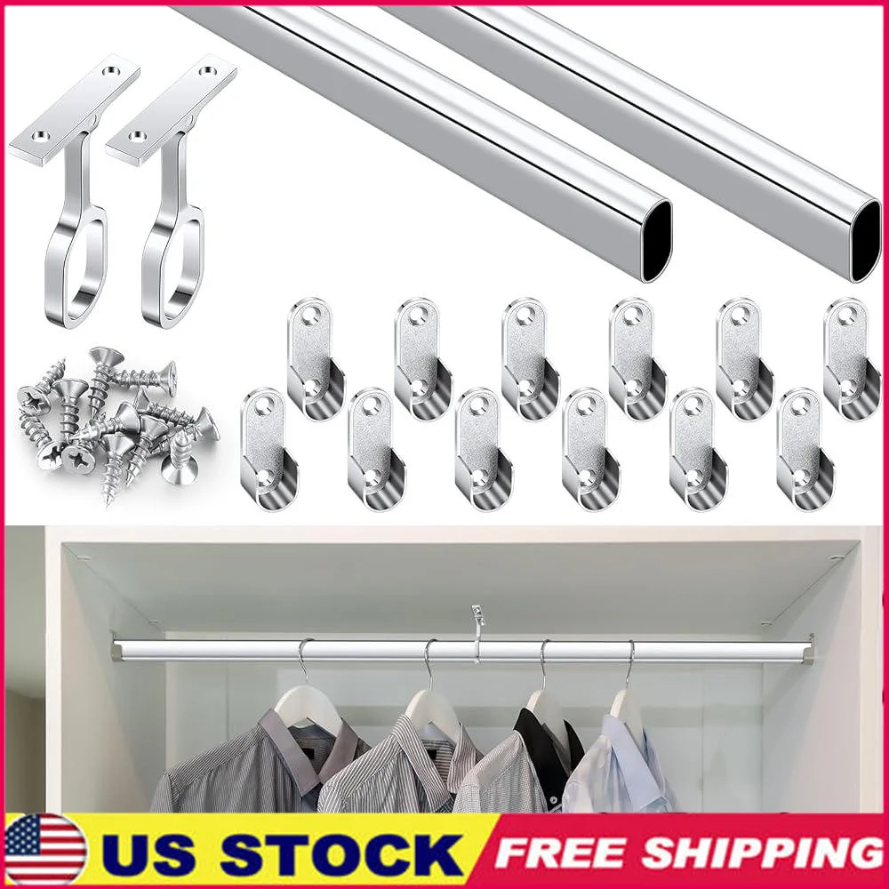 Chrome Closet Rod 92 Inch 2 Sets Oval Laundry Room Hanging Clothes Waterproof Shower 6 End Supports Easy Install Durable Heavy
Chrome Closet Rod 92 Inch 2 Sets Oval Laundry Room Hanging Clothes Waterproof Shower 6 End Supports Easy Install Durable Heavy