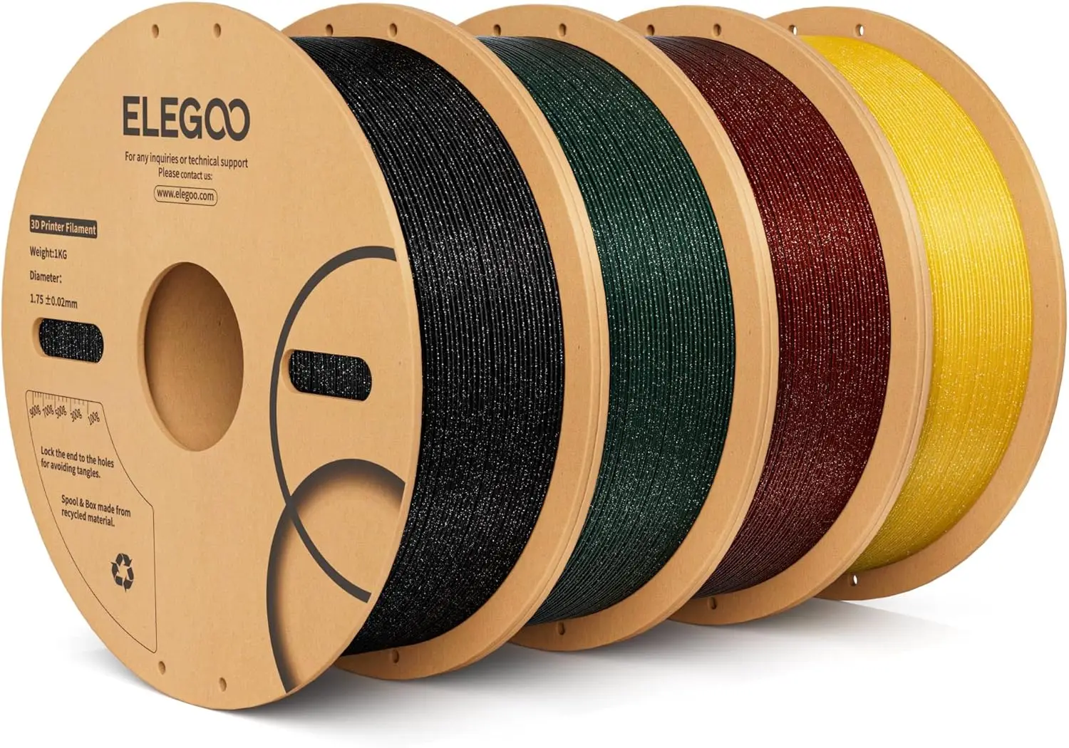 Glitter PLA Filament 4KG Bundle, Sparkle Black/Red/Green/Gold, 1.75mm +/-0.02mm, 4 Spools
Glitter PLA Filament 4KG Bundle, Sparkle Black/Red/Green/Gold, 1.75mm +/-0.02mm, 4 Spools