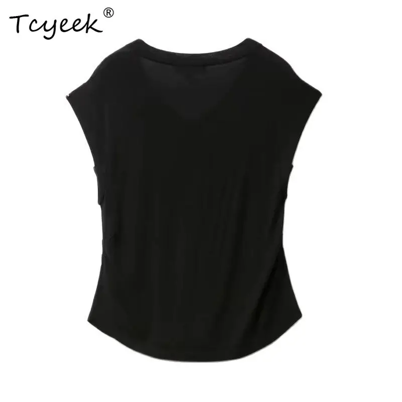 Tcyeek, элегантная футболка из овечьей шерсти 21,8%, женская моющаяся в машине без рукавов с V-образным вырезом, тонкие топы для поездок на работу, осень 2024, T47621QC
Tcyeek, элегантная футболка из овечьей шерсти 21,8%, женская моющаяся в машине без рукавов с V-образным вырезом, тонкие топы для поездок на работу, осень 2024, T47621QC