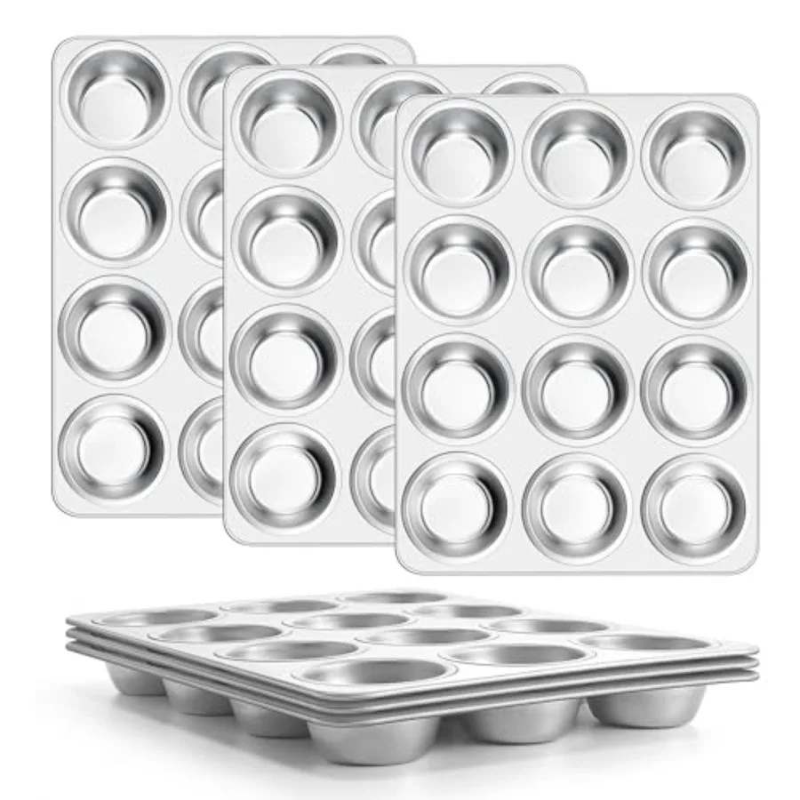 Baking: Stainless Steel, Silver, Heavy Duty Rust Free Muffin Pan Set of 6 with 12 Cups, Non-Toxic, Dishwasher Safe
Baking: Stainless Steel, Silver, Heavy Duty Rust Free Muffin Pan Set of 6 with 12 Cups, Non-Toxic, Dishwasher Safe