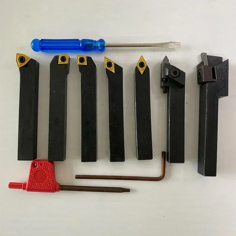 8X8mm 7Pcs Set Metal Lathe Cutter Tool Set With Ti-Coated Tips For CNC Lathe Carbide Turning Tool
8X8mm 7Pcs Set Metal Lathe Cutter Tool Set With Ti-Coated Tips For CNC Lathe Carbide Turning Tool