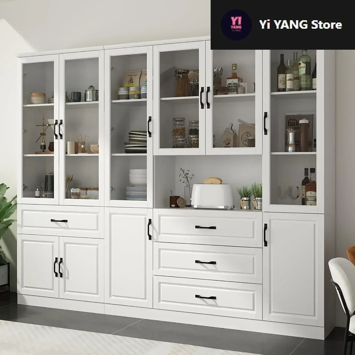 Tall Bookshelf with Glass Doors & Drawers, 2 Piece Large Storage Cabinet Set, Home Office Bookcase with Doors, Glass Display
Tall Bookshelf with Glass Doors & Drawers, 2 Piece Large Storage Cabinet Set, Home Office Bookcase with Doors, Glass Display