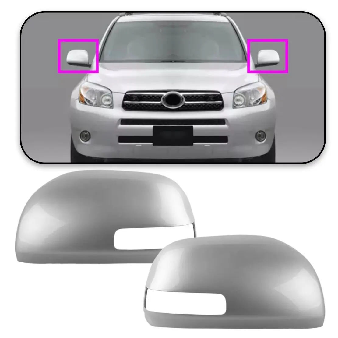 1 Pair Left & Right Side Rear View Mirror Cover Trim Fit for Toyota RAV4 2006 2007 2008 2009 2010 2011 2012 Silver Plastic 
1 Pair Left & Right Side Rear View Mirror Cover Trim Fit for Toyota RAV4 2006 2007 2008 2009 2010 2011 2012 Silver Plastic