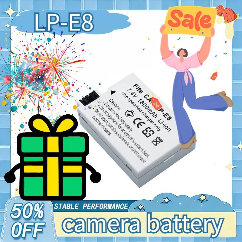7.4V 1800mAh LP-E8 LP E8 Battery for Canon Rebel T3i T2i T4i T5i EOS 550D 600D 650D 700D Kiss X5 X4 Kiss X6 Camera Batteries
7.4V 1800mAh LP-E8 LP E8 Battery for Canon Rebel T3i T2i T4i T5i EOS 550D 600D 650D 700D Kiss X5 X4 Kiss X6 Camera Batteries