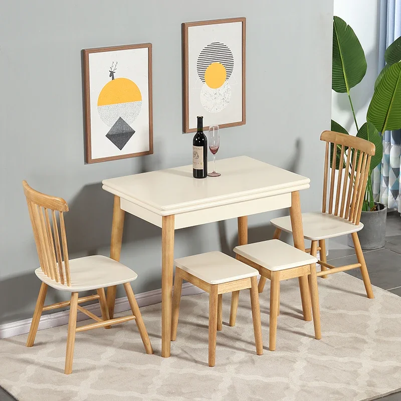 Solid wood small apartment dining table and chair combination Nordic foldable dining table simple household telescopic
Solid wood small apartment dining table and chair combination Nordic foldable dining table simple household telescopic