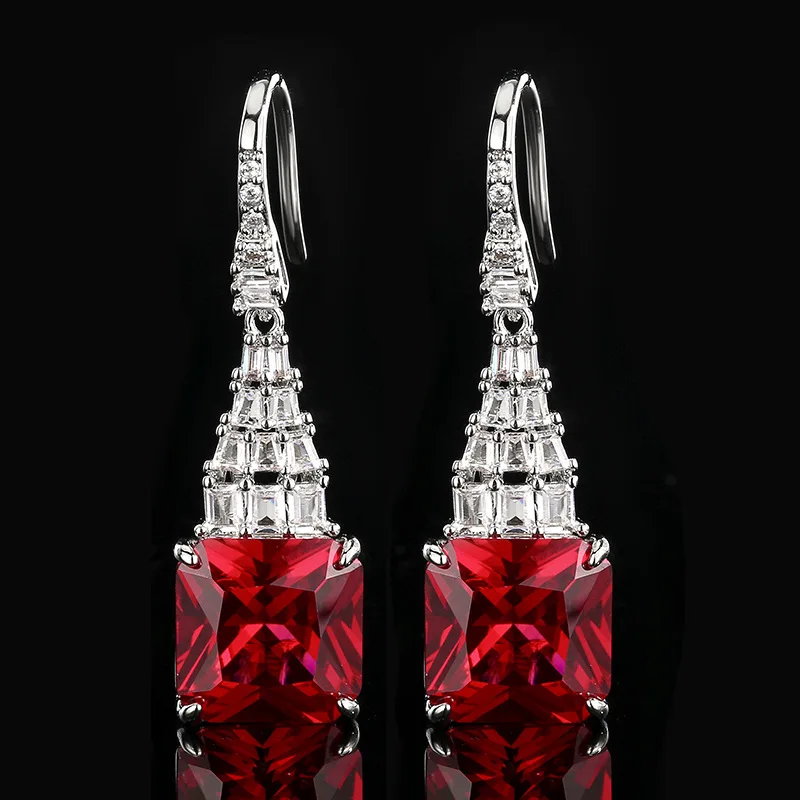Luxury 10mm Square Cut Ruby Pink Yellow Drop Earrings CZ Paved Hook Earrings for Women Wedding Party Jewelry Gift
Luxury 10mm Square Cut Ruby Pink Yellow Drop Earrings CZ Paved Hook Earrings for Women Wedding Party Jewelry Gift