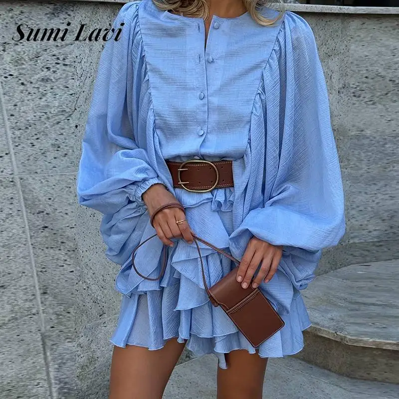 Elegant O-neck Layered Ruffle Mini Dress Lady Casual Lantern Long Sleeve Solid Short Dress Fashion Hight Waist Loose Party Dress
Elegant O-neck Layered Ruffle Mini Dress Lady Casual Lantern Long Sleeve Solid Short Dress Fashion Hight Waist Loose Party Dress