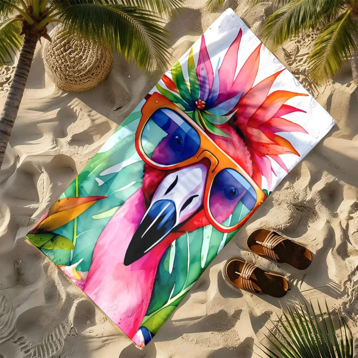 Fun vacation style flamingo polyester microfiber beach towel is highly absorbent, suitable for swimming and beach outings
Fun vacation style flamingo polyester microfiber beach towel is highly absorbent, suitable for swimming and beach outings