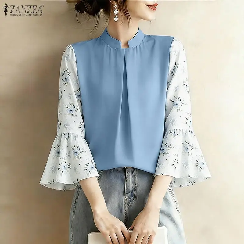 Женские элегантные блузки ZANZEA, винтажные блузки с воротником-стойкой и цветочным принтом, с рукавами 3/4, летние свободные повседневные плиссированные топы
Женские элегантные блузки ZANZEA, винтажные блузки с воротником-стойкой и цветочным принтом, с рукавами 3/4, летние свободные повседневные плиссированные топы