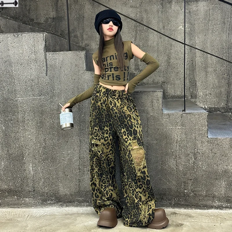 Pants High Waist Slim Straight Wide Leg Floor-Length Trousers for Girls Autumn New Arriv American Retro Leopard Print Hole Denim
Pants High Waist Slim Straight Wide Leg Floor-Length Trousers for Girls Autumn New Arriv American Retro Leopard Print Hole Denim