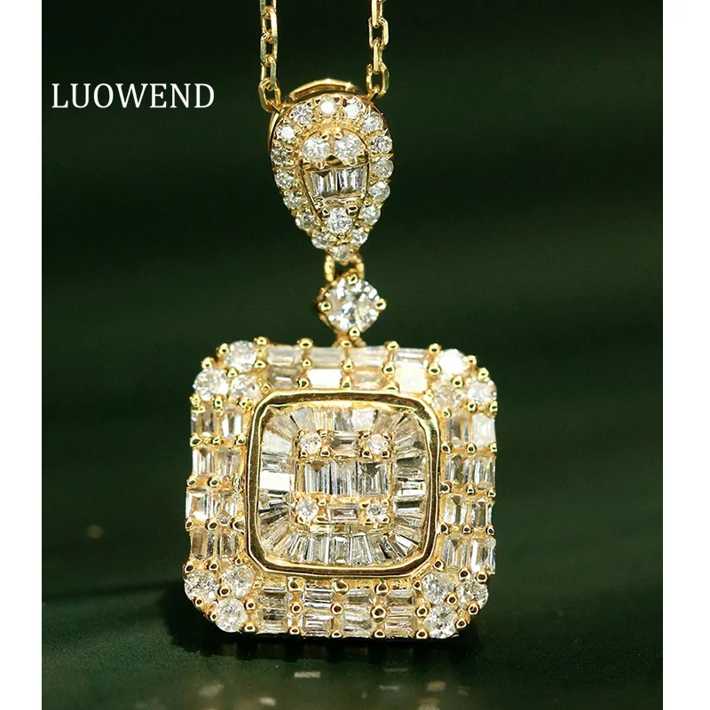 LUOWEND 100% 18K White/Yellow Gold Necklace Fashion Square Shape 0.55carat Real Natural Diamond Pendant Necklace for Women
LUOWEND 100% 18K White/Yellow Gold Necklace Fashion Square Shape 0.55carat Real Natural Diamond Pendant Necklace for Women