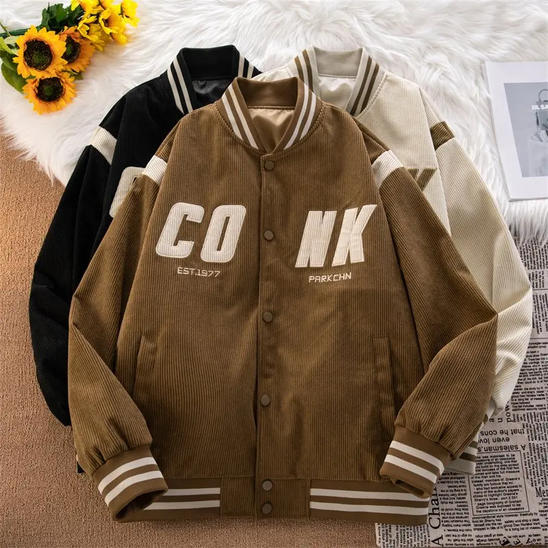 American Size Mens 100% Nylon Baseball Jacket Retro Street Corduroy Bomber Jackets Hip Hop Soft Oversized Zipper Coat for Winter
American Size Mens 100% Nylon Baseball Jacket Retro Street Corduroy Bomber Jackets Hip Hop Soft Oversized Zipper Coat for Winter
