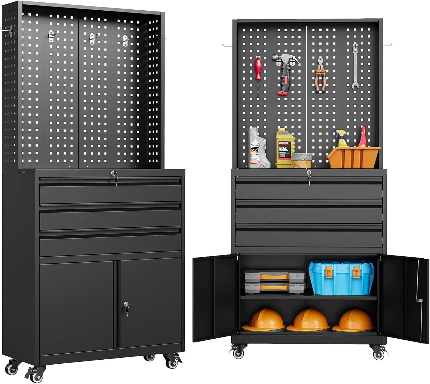 Metal Storage Cabinet with Wheels and Drawers,Rolling Garage Storage Cabinet with Lock,Black Metal Tool Cabinet
Metal Storage Cabinet with Wheels and Drawers,Rolling Garage Storage Cabinet with Lock,Black Metal Tool Cabinet
