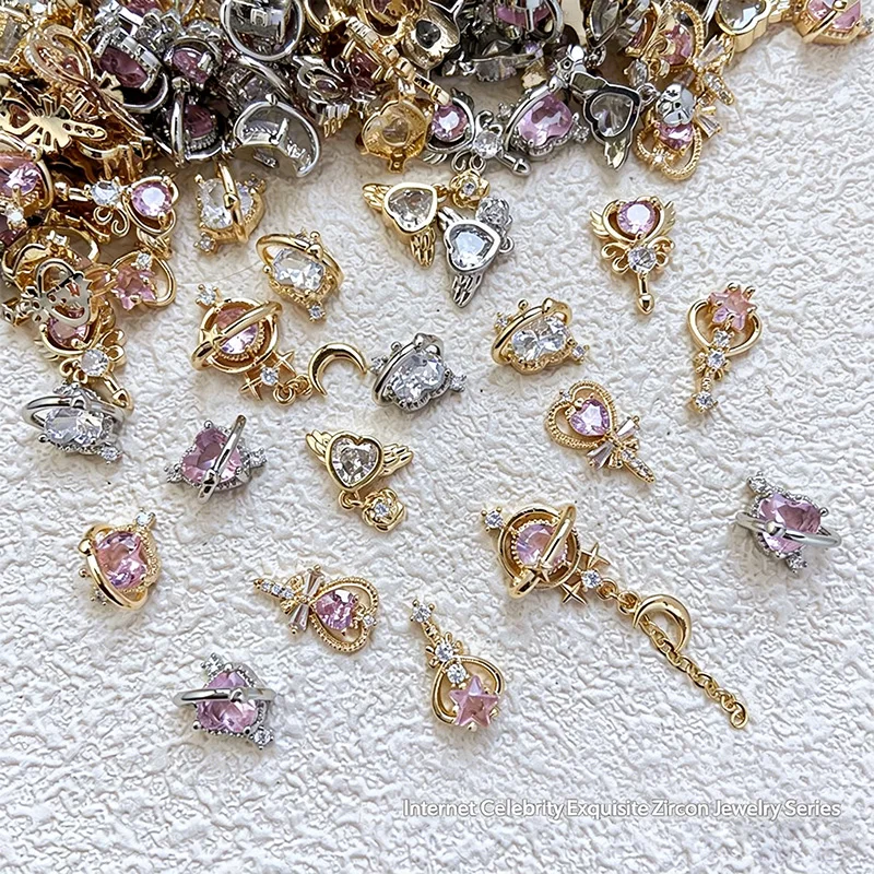 Mixed 12 Styles Zircon Nail Charms, Cute Pink Crystal Heart & Moon Design, Bling Alloy Nail Art Accessories for Manicure
Mixed 12 Styles Zircon Nail Charms, Cute Pink Crystal Heart & Moon Design, Bling Alloy Nail Art Accessories for Manicure