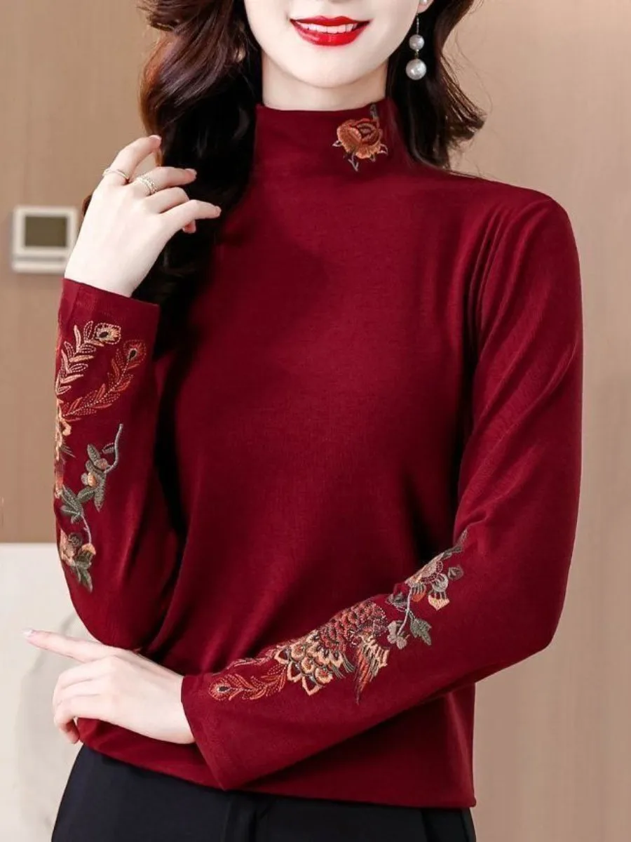 New Ethnic Style Embroidered Base Shirt Women's Double-sided Fleece Long Sleeve Warm Top Fashionable All-occasion Parka
New Ethnic Style Embroidered Base Shirt Women's Double-sided Fleece Long Sleeve Warm Top Fashionable All-occasion Parka