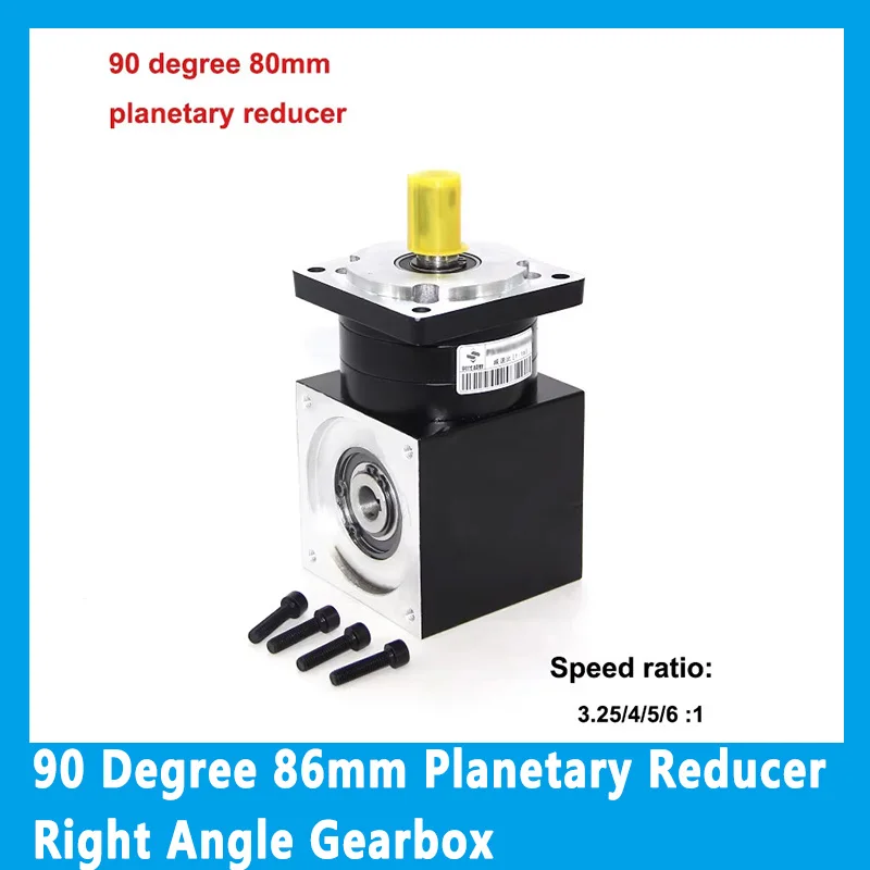 90 Degree 86mm Planetary Reducer Right Angle Gearbox for Nema34 Stepper Servo motor Speed Ratio 3:1 4:1 5:1 6:1
90 Degree 86mm Planetary Reducer Right Angle Gearbox for Nema34 Stepper Servo motor Speed Ratio 3:1 4:1 5:1 6:1