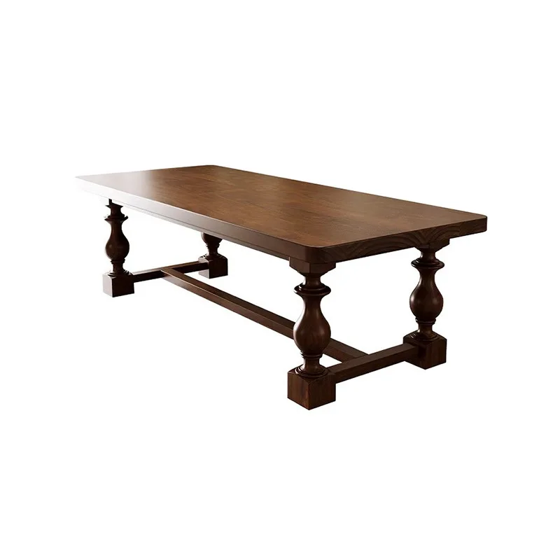 American retro solid wood dining table and chairs B & B large board table rectangular dining table
American retro solid wood dining table and chairs B & B large board table rectangular dining table