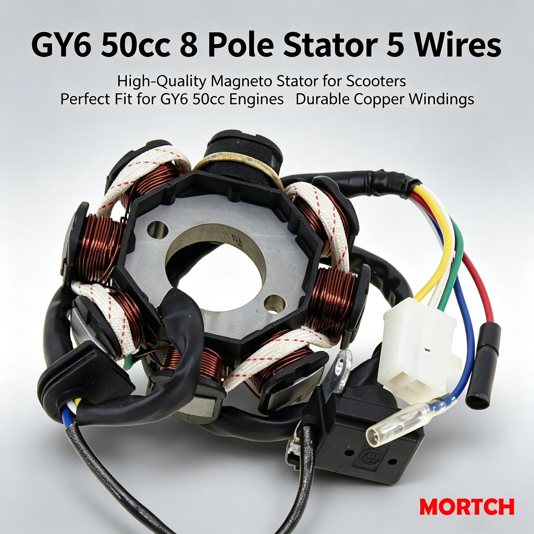 GY6 50cc 8 Pole Stator 5 Wires 50-4039B Magneto Stator for 139QMB Engine Chinese Scooter Moped Replacement
GY6 50cc 8 Pole Stator 5 Wires 50-4039B Magneto Stator for 139QMB Engine Chinese Scooter Moped Replacement