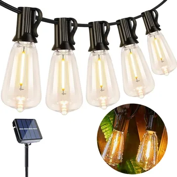 Outdoor Solar LED String Lights High Brighter Bulbs Fairy Hanging Light IP65 Waterproof For Christmas Garden Party Decor
