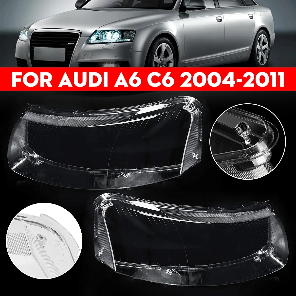 1Pair Headlight Lens Cover For Audi A6 C6 A6L 2004 2005 2006 2007-2011 Transparent Lampshade Clear Headlamp Shell
1Pair Headlight Lens Cover For Audi A6 C6 A6L 2004 2005 2006 2007-2011 Transparent Lampshade Clear Headlamp Shell
