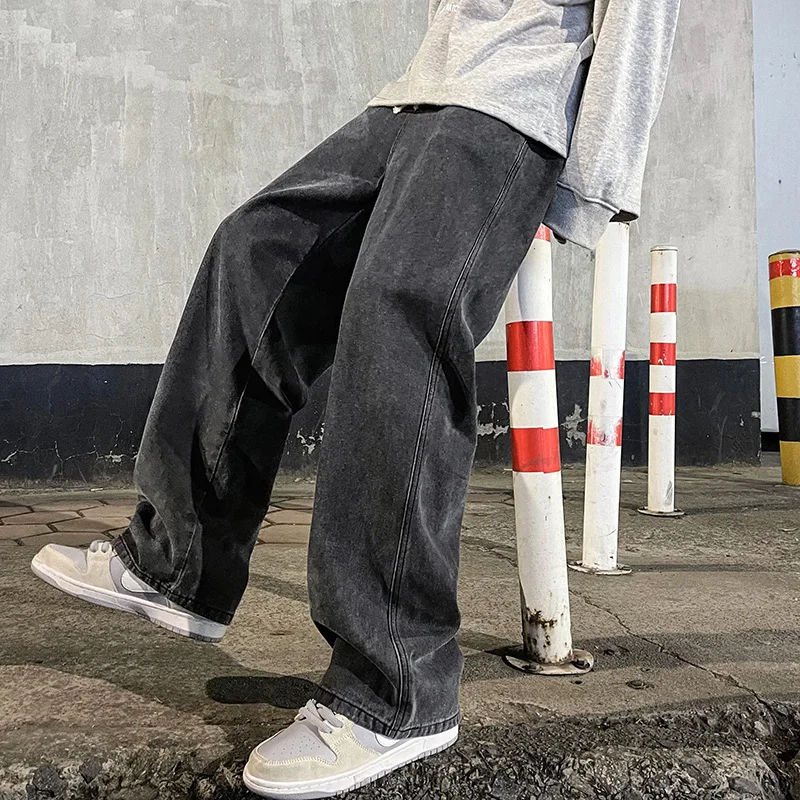 Brand Men's Jeans Korean Version Student Casual Pants High Street Straight Loose Wide Leg Jeans Black Grey Blue Baggy Jeans
Brand Men's Jeans Korean Version Student Casual Pants High Street Straight Loose Wide Leg Jeans Black Grey Blue Baggy Jeans